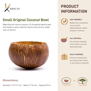 Tazón de Coco Crudo de 10-13 cm, Estilo Bohemio Clásico, Ecológico, Moderno, Hecho a Mano en Vietnam, con Técnica Personalizada - Product Image 4