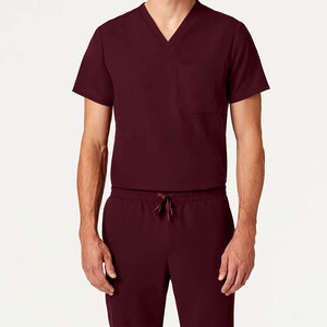 Flexible Men <b>Scrub</b> <b>Top</b> Medical Uniform Shirt for Healthcare Professionals with Breathable Fabric and Bulk Production - Product Image 1