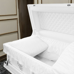 Venta al por mayor de ataúdes de madera impresos en 3D Estilo norteamericano Tapa de arco plegable de un solo color Manija del fabricante Nueva hoja caída - Product Image 6