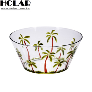 [Holar] Tazones Grandes para Ensalada de Plástico de Grado Alimenticio con Diseño de Palmera Tropical, Hechos en Taiwán, para Restaurantes, Cocinas y Hogar - Product Image 1