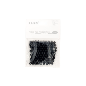 Perles noires Iln 6mm pour travaux manuels en sachet de 12g - Product Image 1