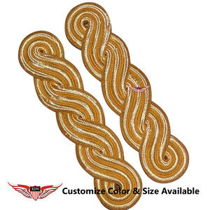 KEW Gold <b>Braided</b> Without Buttons Customizable Luxury Embroidered Epaulettes Silk Thread Eco-Friendly Vintage <b>Accessory</b> - Product Image 4