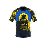 T-shirt de compression unisexe à manches courtes Samurai Warrior, impression par sublimation, logo frontal, UPF50+, séchage rapide, polyester