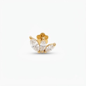 Women <b>Fine</b> Jewelry with 18K Rose Gold Lab Diamond <b>Earrings</b> Three Stone Marquise Diamond Studs Women's Classic Everyday Jewelry - Product Image 2