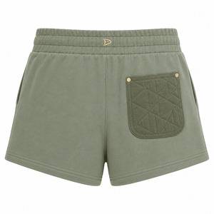 Shorts de Punto de Cintura Baja para Mujer, con Bolsillos, Cierre con Cordón, Color Sólido, Casuales, Transpirables, Mezcla de Algodón y Spandex, Verde - Product Image 2