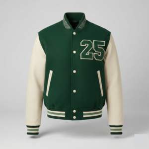 Chaqueta Deportiva de Alta Calidad para Equipos, Mezcla de Lana, Mangas de Cuero, Parches Personalizados Bordados, Fabricación OEM - Product Image 1