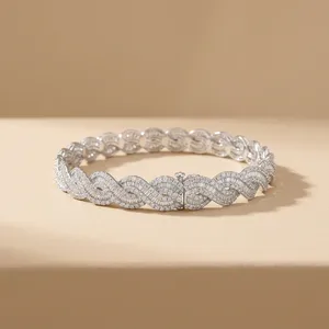 Bracelet à maillons plaqué or 14 carats RAMDUT IMPEX, serti de diamants taille brillant, style hip-hop, unisexe, pour usage quotidien, IGI - Product Image 1