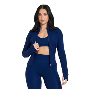 Fabricant de vêtements de sport Logo personnalisé Running Veste à fermeture éclair à séchage rapide Manches longues Veste de sport yoga fitness pour femmes - Product Image 1
