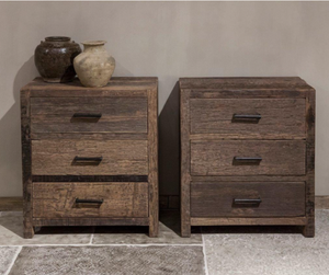 Table de chevet moderne en bois écologique faite à la main avec 3 tiroirs de rangement pour chambre à coucher et salon - Product Image 3