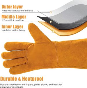 Guantes de Soldadura Resistentes al Calor y a la Abrasión, Antideslizantes, Cómodos, de Seguridad, con Puño Largo, Diseño de Primera Calidad - Product Image 4