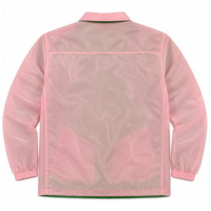 Alfa |   Kapa |   Chaqueta Universitaria Rosa para Mujer de Alpha Sorority con Logotipo Bordado y Forro Verde, Chaqueta Impermeable - Product Image 4