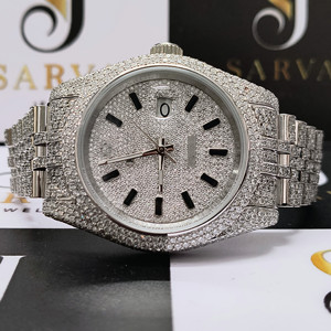 SARVA Iced Out Moissanite ETA Automatic <b>Watch</b> 41mm Luxury Stainless Steel 20mm Band Diamond Style <b>Mechanical</b> <b>Watch</b> with Date - Product Image 1