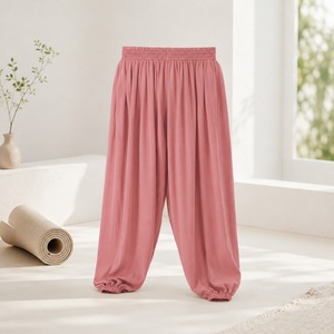 Breathable Yoga <b>Pants</b> Loose Fit Casual Activewear High Waist Elastic Waist Seamless <b>Spandex</b>/Polyester Workout Trousers 1 Piece - Product Image 5