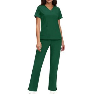 ชุดยูนิฟอร์มเสื้อคอวีแบบซิปและกางเกงขายาวทรงจ็อกเกอร์ ชุดพยาบาล ชุดแพทย์ - Product Image 1