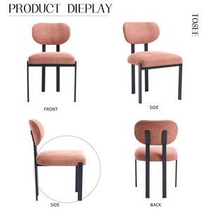 Set di 2 Sedie da Pranzo Moderne Stile Mid-Century, Rivestite in Bouclé con Gambe in Metallo Nero per Cucina e Sala da Pranzo - Product Image 4