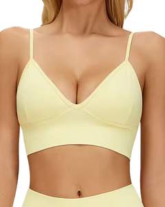 Ensemble soutien-gorge sans couture et short taille haute pour femme, jaune clair, doux, extensible, respirant, shapewear, vêtements de sport, ensemble de fitness - Product Image 1