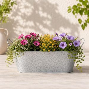 Maceta Elíptica de Acero Galvanizado de Alta Resistencia para Interiores y Exteriores con Capacidad Personalizable para Jardín y Hogar - Product Image 1