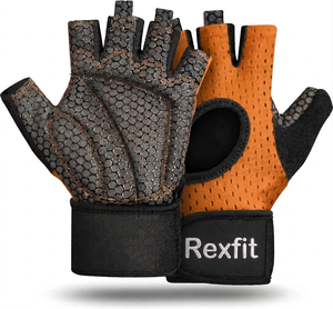 Gants de sport anti-choc pour l'haltérophilie et le fitness, gants de fitness professionnels Rexfit à demi-doigts - Product Image 4