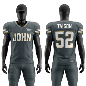 Camiseta de Fútbol Americano para Hombre, 150 GSM, Malla de Poliéster, Azul Marino, Paneles Amarillos en los Hombros, Transpirable, Sublimación, Logotipo Personalizado - Product Image 2