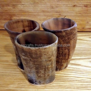 Ensemble de tasses en corne de buffle sculptée polie 4 pièces, finition naturelle, corne de boeuf, tasses à boire Viking, artisanat animal religieux de noël - Product Image 4