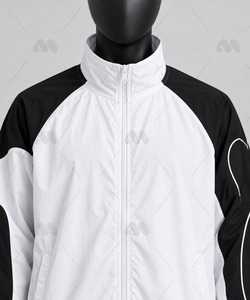 Conjunto Deportivo de Chaqueta y Pantalones Cortos 2 en 1, Color Negro y Blanco, de Secado Rápido y Transpirable, para Correr, Personalizable, OEM, ODM, Venta al Por Mayor - Product Image 2