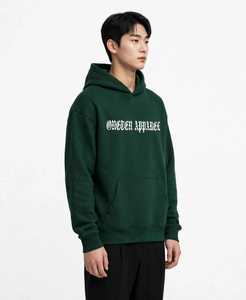 เสื้อฮู้ดผู้ชายสีเขียวเข้ม พิมพ์ลายตัวอักษร ทรงหลวม สวมใส่สบาย มีกระเป๋าหน้า บุโพลีเอสเตอร์ สำหรับฤดูหนาว - Product Image 6
