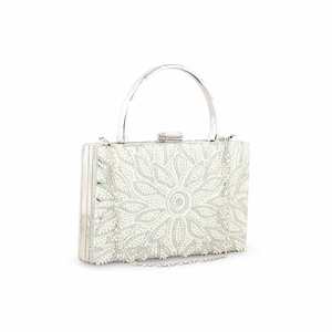 Silver Bridal <b>Clutch</b> P24257 Elegant Wrap Design for <b>Brides</b> - Product Image 2