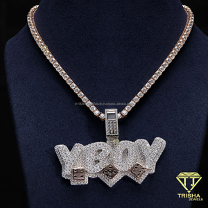 Exclusive <b>Initial</b> Letter Moissanite Pendant In 925 Sterling Silver With Dice Style Hip Hop Bling <b>Necklace</b> Gift <b>For</b> <b>Men</b> And Women - Product Image 3