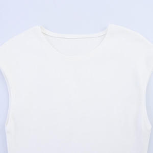 Débardeur côtelé décontracté pour femme 2026, beige clair, coupe ajustée, en mélange de coton doux, basique, pour l'été, HD - Product Image 3