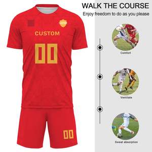 Tenue de football décontractée pour hommes sur mesure, 100% polyester, avec logo d'équipe sur les maillots et les shorts, design uni, uniformes - Product Image 6