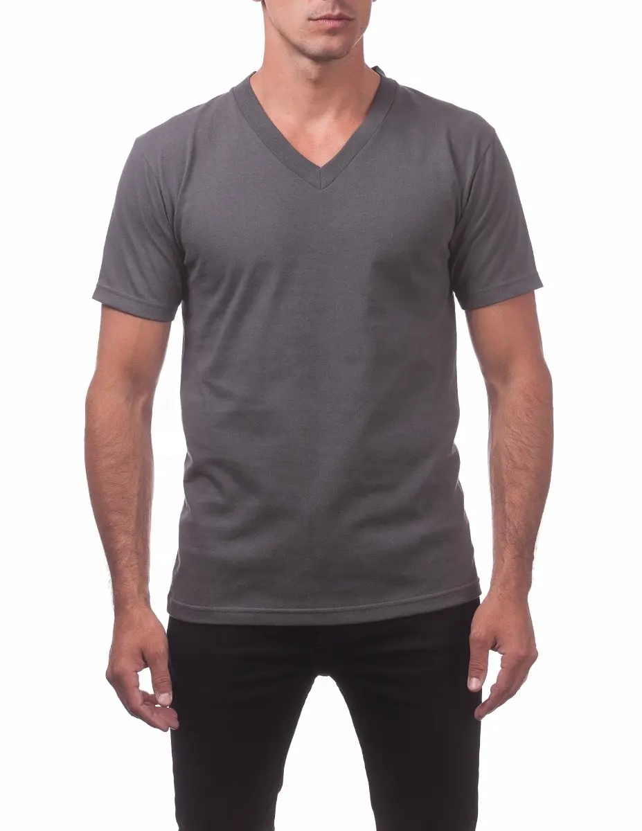 Yüksek kaliteli V boyun tişörtleri erkekler için iyi dikişli tasarımları en iyi moda şık erkek tişörtleri