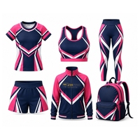 Ensemble de danse unisexe pour jeunes : tenue d'entraînement de cheerleading avec veste, short, leggings, brassière et sac à dos
