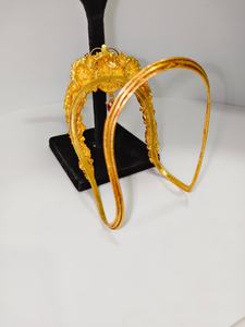 Joyería de templo Lakshmi de oro macizo de 22k, brazalete de oro amarillo auténtico, Bajuband Vanki, joyería nupcial tradicional del sur de la India para mujeres. - Product Image 3