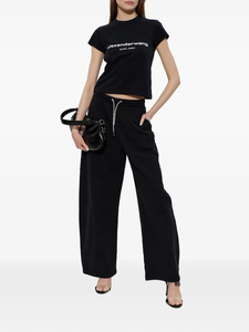 JAC22 D1150 Women's Casual High-waisted Elastic Waist Loose Wide-leg <b>Chiffon</b> Pants with Quick Dry for Running Fitness Workouts - Product Image 2