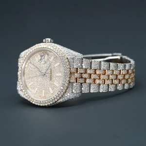 VVS Clarity Unisex Moissanite Diamond Luxury <b>Watch</b> <b>18K</b> <b>Gold</b> 925 Sterling Silver Two Tone Quartz Movement Fashion Jewelry - Product Image 4