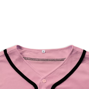 Trendy Soft Pink Blank Baseball Jersey Retro Style Mesh <b>Shirt</b> for Customization and Fashion Sportswear Bulk - Product Image 4