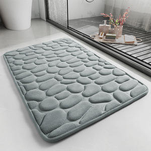 Minimalist Rectangle Memory Foam Bath Mat Solid Color Anti Slip For Bathroom <b>Floor</b> - Product Image 4