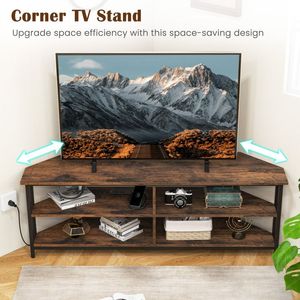 3-Tier <b>Corner</b> TV <b>Stand</b> with Charging Station for TVs up to 65 Inches - Product Image 3