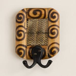 Handcrafted Wooden Wall Hook <b>Rack</b> Chevron Pattern Coat Clothes Towel Organizer Rustic Style - Product Image 3
