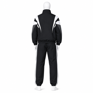 Ensemble de survêtement en nylon personnalisé pour homme, veste coupe-vent à capuche zippée, pantalon ample à jambes larges, tenue décontractée streetwear coupe-vent - Product Image 6