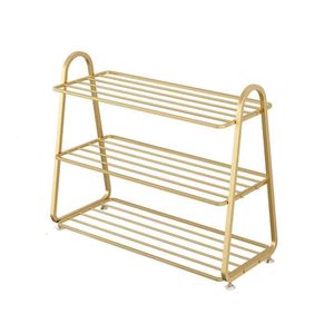 3 Tier Iron <b>Shoe</b> <b>Rack</b> Golden Metal <b>Shoe</b> Organizer Large Capacity <b>Storage</b> Shelf for Home Hotel Entryway - Product Image 1