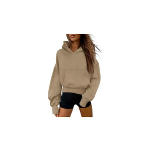 Sweat à capuche surdimensionné en molleton uni pour femme, pull à manches longues, coupe décontractée, style streetwear - Product Image 1
