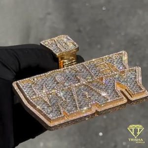Collier pendentif personnalisé de haute qualité, entièrement serti de pierres, bijoux de luxe tendance hip-hop - Product Image 6