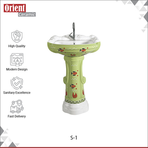 Suministro Directo de Fábrica, Lavabo de Cerámica Blanco de Diseño Moderno y Elegante, de Primera Calidad, con Pedestal para Baños - Product Image 2