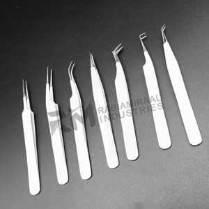 Pince à cils RABIAMIRAAL INDUSTRIES en acier inoxydable, pointe lisse, outils de précision, modèle à pointe argentée - Product Image 1