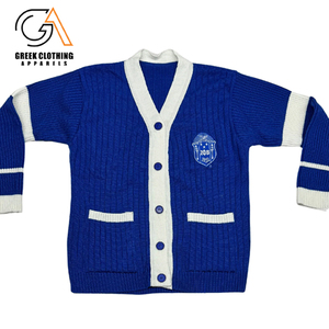 Zeta Phi Beta Manufacturer OEM ODM Custom Women Classical Sorority Color Block <b>Cardigan</b> <b>Sweater</b> - Product Image 4