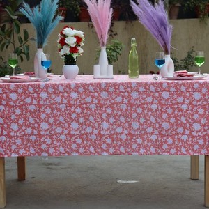Mantel Rectangular de Algodón con Estampado Floral Hecho a Mano en India, Venta al por Mayor, para Decoración de Mesa, Regalo de Inauguración de Casa - Product Image 5
