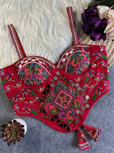 Blusa de Novia Tradicional de Lujo con Escote Corazón/Profundo, Antiarrugas, Transpirable, Cómoda, Mezcla de Seda Romana, Floral Zari - Product Image 1