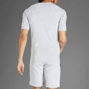 Ensemble coordonné athlétique unisexe pour homme, été, t-shirt et short, coupe ajustée, respirant, 100% coton, vêtements de sport, logo personnalisé - Product Image 3
