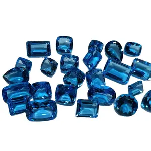 Natuurlijke Londen Blue Topaz Facet Cut Stone Gemstone Voor Sieraden Maken Cabochon Top Kwaliteit